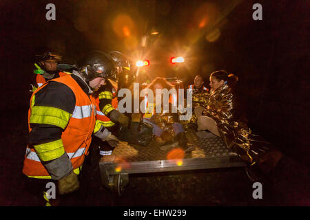 Simulazione di incidenti ferroviari Foto Stock