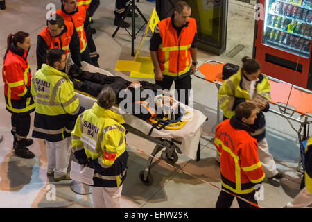 Simulazione di incidenti ferroviari Foto Stock