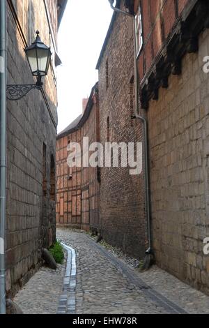 Vicolo stretto a Quedlinburg Foto Stock