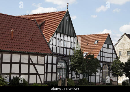 Casa con travi di legno in Bad Essen, Germania Foto Stock