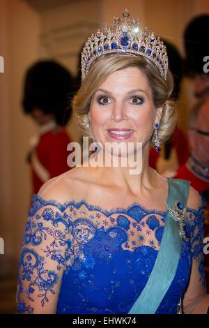 Copenhagen, Danimarca. Xvii Mar, 2015. Regina Maxima dei Paesi Bassi al banchetto di stato nel palazzo di Christiansborg a Copenhagen, in Danimarca, il 17 marzo 2015. La Dutch King e Queen sono in Danimarca per una due giorni di visita di stato. Credito: dpa picture alliance/Alamy Live News Foto Stock