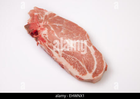 Nervatura centrale tritare carne di maiale. Isolato su bianco Foto Stock