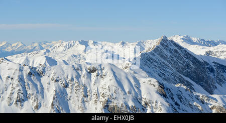 Alpi di Tux e il vertice Hornspitze (a destra), Tirolo, Austria Foto Stock