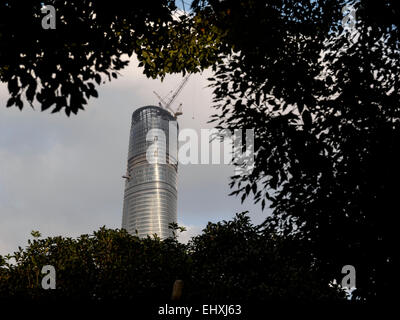 La Shanghai Tower, l'edificio più alto in Cina, in costruzione, Shanghai, Cina Foto Stock