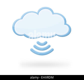 Moderna icona a forma di nuvola con wireless wi-fi e simbolo di ombra, che potrebbe rappresentare il cloud computing, wireless ... Foto Stock
