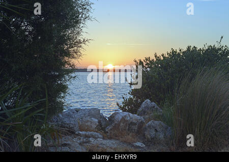 Tramonto sul Golfo del Messico da Dunedin, Florida, Stati Uniti d'America Foto Stock