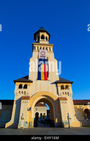 Alba Iulia fortezza gate nella luce del tramonto Foto Stock