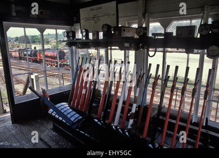 La casella segnale alla stazione Embsay, Embsay e Bolton Abbey Steam Railway. Nr Skipton. North Yorkshire Foto Stock