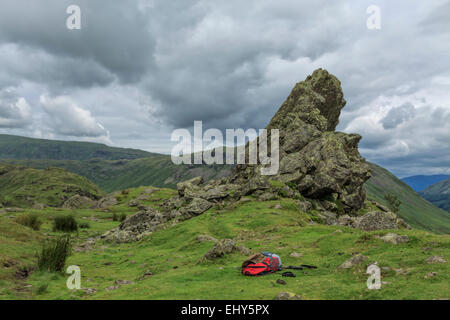 Vista sulla rupe Helm, noto anche come il leone e l'Agnello, Grasmere Cumbria, Lake District, Inghilterra, Gran Bretagna, UK. Foto Stock