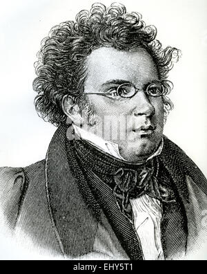 FRANZ SCHUBERT (1797-1828) il compositore austriaco in una incisione 1846 Foto Stock