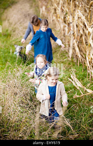 Bambini passeggiate nel campo Foto Stock