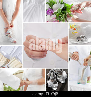 Wedding Collage a tema composto da diverse immagini Foto Stock