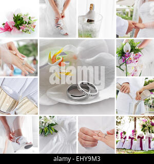 Wedding Collage a tema composto da diverse immagini Foto Stock