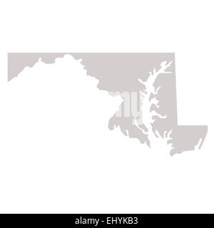 Maryland mappa di stato isolato su uno sfondo bianco, STATI UNITI D'AMERICA. Foto Stock