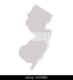 New Jersey mappa di stato isolato su uno sfondo bianco, STATI UNITI D'AMERICA. Foto Stock