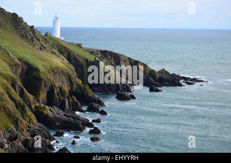 Inghilterra, Devon, il punto di inizio del lighthouse, suono sabbia, salcombe, rocce, mare, Gran Bretagna, Europa costa Foto Stock