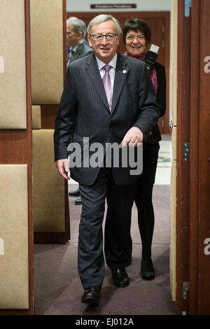 Bruxelles, BXL, Belgio. Xix Mar, 2015. Jean Claude Juncker, il presidente della Commissione europea all'inizio di un vertice sociale tripartito in vista del vertice Ue di Bruxelles in Belgio il 19.03.2015. Credito: ZUMA Press, Inc./Alamy Live News Foto Stock