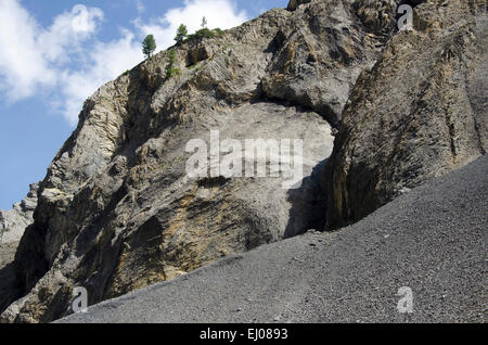 La Svizzera, Europa, Grigioni, Grigioni, parco nazionale, Engadina bassa Engadina, Zernez, Val Sassa, pietra, roccia, Cliff, bava Foto Stock