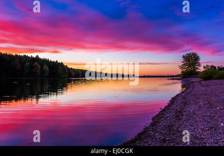 Tramonto sul braccio lungo il serbatoio, vicino Hannover, Pennsylvania. Foto Stock