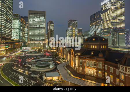 Centro, City, Giappone, Asia, paesaggio, Stazione di Tokyo, architettura, colorato, incrocio downtown, finanza, marunouchi, sky rottami Foto Stock