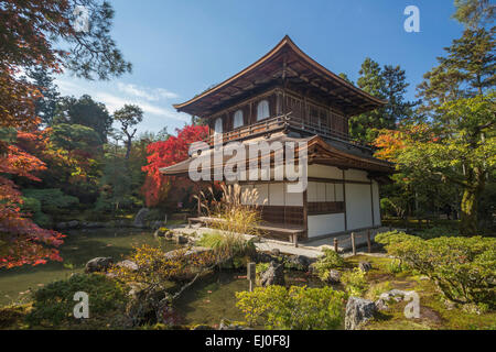 Eredità di Mondo, Ginkaku-ji, Giappone, Asia, Kansai, Kyoto, Giapponese, Paesaggio, architettura, colorato, caduta, giardino, house, momiji Foto Stock