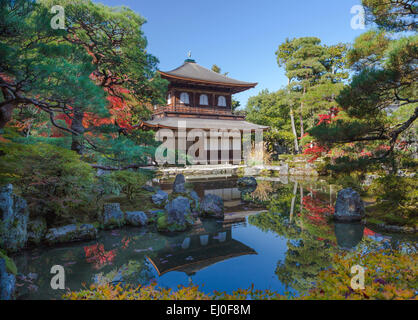 Eredità di Mondo, Ginkaku-ji, Giappone, Asia, Kansai, Kyoto, Giapponese, Paesaggio, architettura, colorato, caduta, giardino, house, momiji Foto Stock