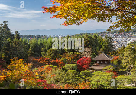 Eredità di Mondo, Ginkaku-ji, Giappone, Asia, Kansai, Kyoto, Giapponese, paesaggio, l'architettura, l'autunno, colorato, caduta, giardino, house Foto Stock