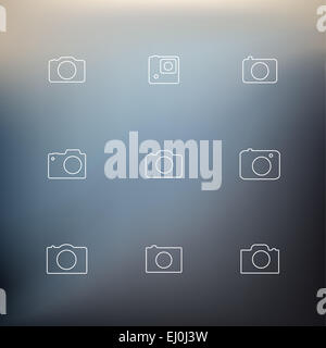 Icone di contorno delle telecamere Foto Stock