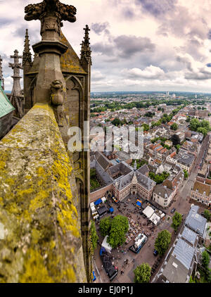 Paesi Bassi, Olanda, Europa, Utrecht, città, estate, antenna, visualizzare la chiesa del Duomo Foto Stock
