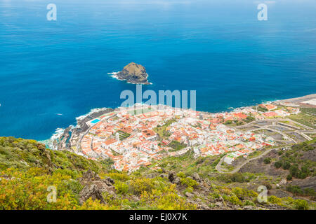 Panorama, Garachico, Tenerife, Isole canarie, Spagna, Europa, villaggio, costa, Foto Stock