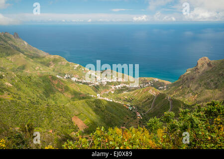 Anaga, Atlantico costa atlantica, esterno, Barranco, montagna, villaggio di montagna, montagne, pendio di montagna, montuoso, Canarias, Foto Stock