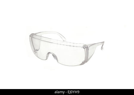 Occhiali di sicurezza isolato su bianco Foto Stock
