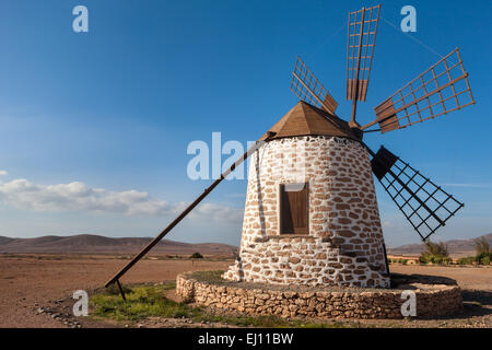 Molino de Tefia, Spagna, Europa, isole canarie Fuerteventura, mulino a vento Foto Stock
