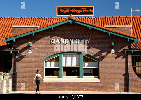 Santa Fe Depot, casa della Royal Gorge via ferrovia, Canon City, Colorado, STATI UNITI D'AMERICA Foto Stock