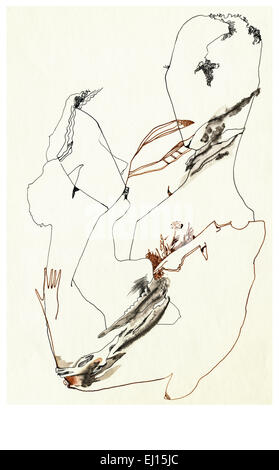 Fatto a mano illustrazione - amanti amore Foto Stock