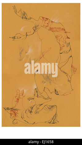 Fatto a mano illustrazione - ispirati dal surrealismo, esseri umani Foto Stock