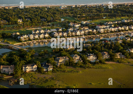 Vista aerea della Wild Dunes Resort di sviluppo sulla isola di palme di Charleston, Sc Foto Stock