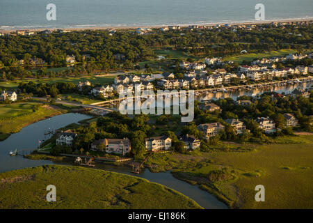 Vista aerea della Wild Dunes Resort di sviluppo sulla isola di palme di Charleston, Sc Foto Stock