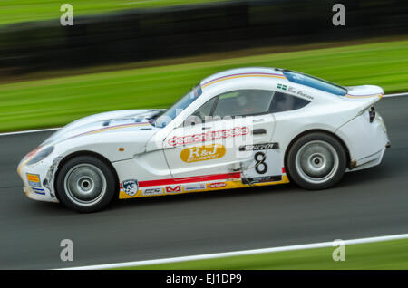 White Junior Ginetta corse in auto intorno a Oulton Park circuito internazionale Foto Stock