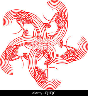 Un elegante simbolo di vorticazione in rosso. Foto Stock