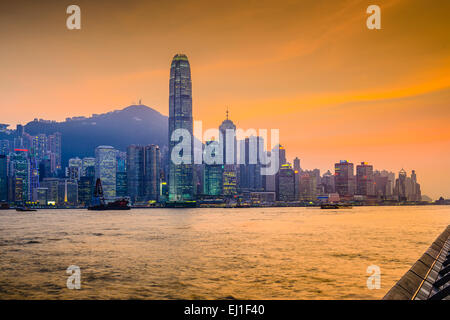 Hong Kong Cina cityscape presso il Victoria Harbour. Foto Stock