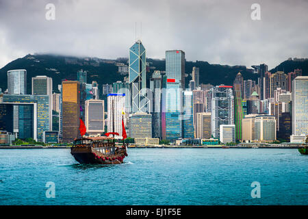 Hong Kong Cina lo skyline della citta'. Foto Stock