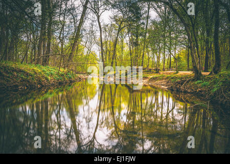 Riflessioni a Patowmack Canal a Great Falls Park, Virginia. Foto Stock