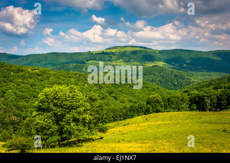 Vista delle colline e le montagne nel rurale Potomac Highlands della West Virginia. Foto Stock