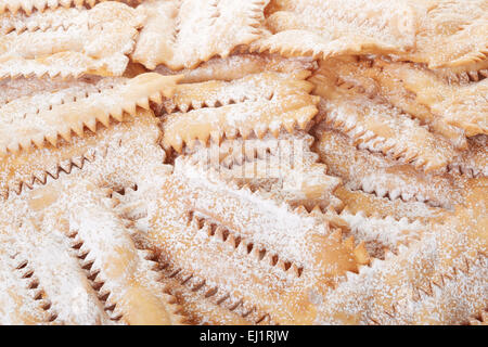 Chiacchiere, feste di carnevale sfondo pasticceria Foto Stock