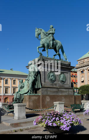 Statua di Gustav II. Adolf, Gustav Adolfs Torg, Norrmalm, Stoccolma, Svezia Foto Stock