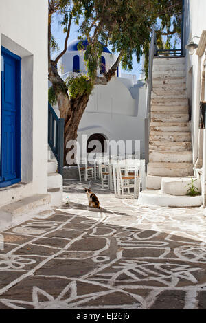 Greco chiesa Orthadox a Naoussa a Paros, Grecia. Foto Stock