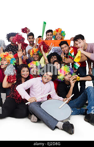 Indian Cricket spettatori folla di gruppo Foto Stock