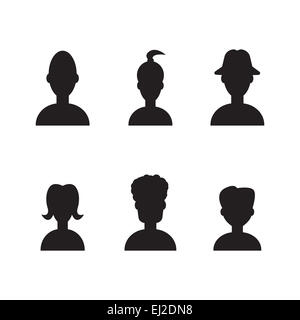 Profilo impostato. testa icona silhouette. Linee sottili avatar Foto Stock