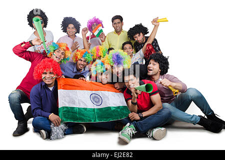 Indian Cricket spettatori folla di gruppo Foto Stock